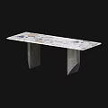 Modern Side Table With Marble Patterned Surface And Geometric Metal Legs