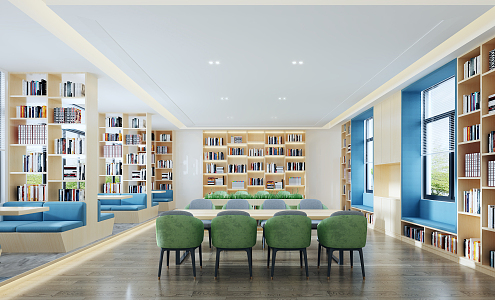 Modern Reading Room Books Reading Room 3d model