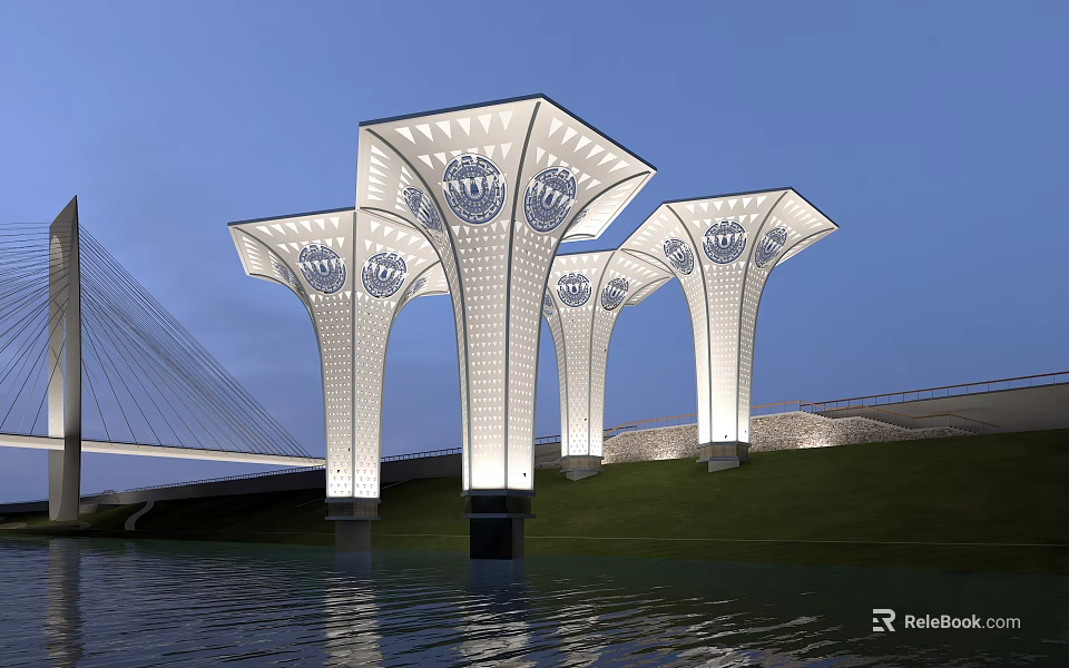 Modern Open Kitchen Interior Design With Island Counter And Cabinets 3d model