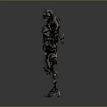 Futuristic Mechanical Robot Character With Camouflage Armor And Metallic Details