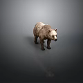 Standing 3D Bear Figurine With Detailed Fur Texture On Gray Background