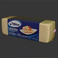 Nitza Mussarela Cheese Block In Blue And White Packaging With Food