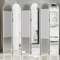 Modern Mirrored Room Divider With Arch Design And Metal Frame For Interior