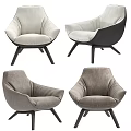 Comfortable Gray Velvet Accent Chair with Modern Curved Back and Dark Legs for Living Room