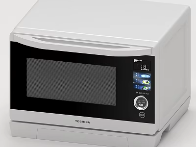 Toshiba White Microwave Oven Modern Kitchen Appliance With Digital Control Panel 3d model