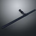 Black Tactical Baton With Non Slip Grip And Durable Metal Structure Design