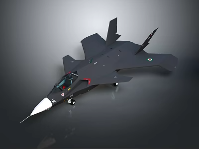 Modern Black Fighter Jet With Sleek Aerodynamic Body And Transparent Cockpit 3d model