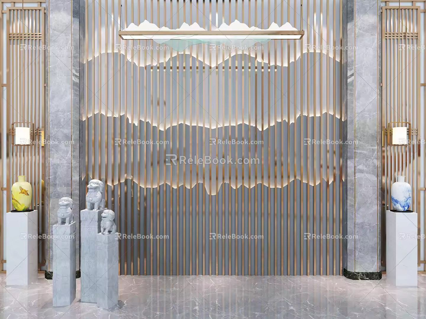 Light luxury background wall 3d model