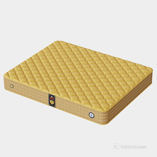 High Quality Yellow Mattress With Diamond Pattern For Comfortable Sleep 3d model 