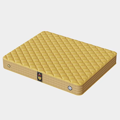 High Quality Yellow Mattress With Diamond Pattern For Comfortable Sleep 3d model