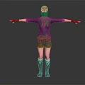 Woman In Dark Top And Shorts With Hat Face Mask And Outstretched Arms