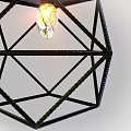 Geometric Black Metal Pendant Light with Clear Illuminated Bulb and Modern Design