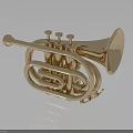 Golden Brass Cornet Musical Instrument With Shiny Finish And Intricate Design Details