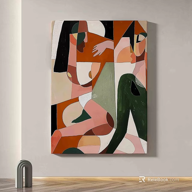 Abstract Painting With Geometric Shapes Abstract Human Figures And Vibrant Colors 3d model 