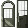 Green Arched Doors With Glass Panels And Solid Design For Home Exterior