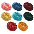 Colorful Round Velvet Pillows Stacked In Various Bright Tones For Home Decor