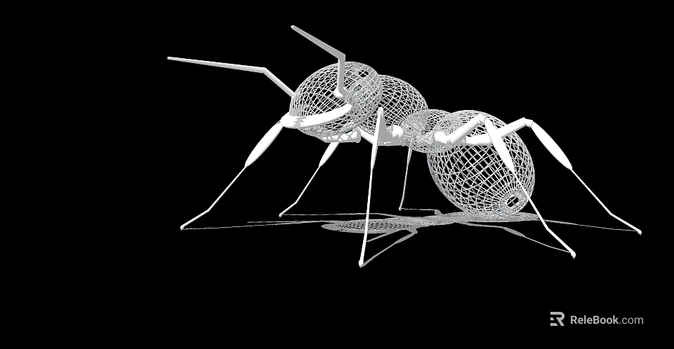 Modern Ant Landscape Sculpture With 3D Wireframe Design And Geometric Structure 3d model 