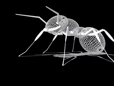 Modern Ant Landscape Sculpture With 3D Wireframe Design And Geometric Structure 3d model