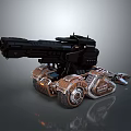 Advanced Mechanical Weapon Featuring Large Cannon Tracked Base And Metallic Black Brown Design