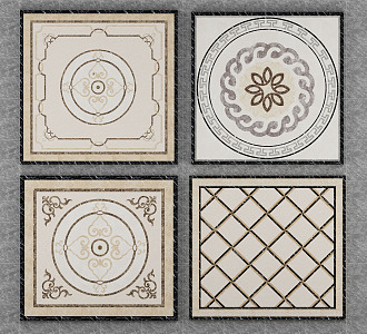 European-style floor tile stone mosaic 3d model