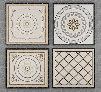 European-style floor tile stone mosaic 3d model