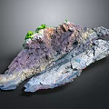 Colorful Rock Model With Green Plants And Textured Surface Miniature Landscape
