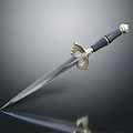 Antique Decorative Weapon with Sharp Metal Blade Ornate Gold Hilt Guard Black Handle Sleek Design