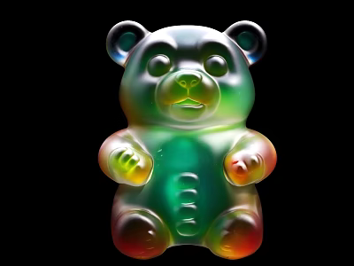 Cute Translucent Bear Shaped Ceramic Ware With Gradient Colors For Home Decor 3d model