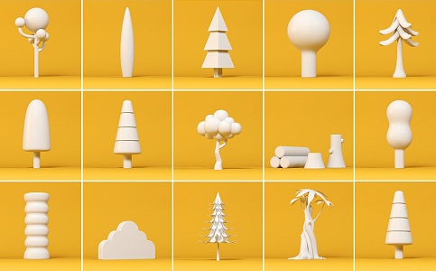 Tree Modeling Toy Hand-held Bookstore Tree Toy Hand-held Ornaments Creative Trees White Model Artistic Trees 3d model