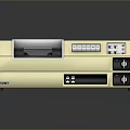 Vintage Computer Case With Wooden Side Panels Beige Top Control Buttons And Floppy Disk Drive