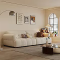 Elegant Cream White Sofa And Glass Top Coffee Table Set For Warm Living Room Decor