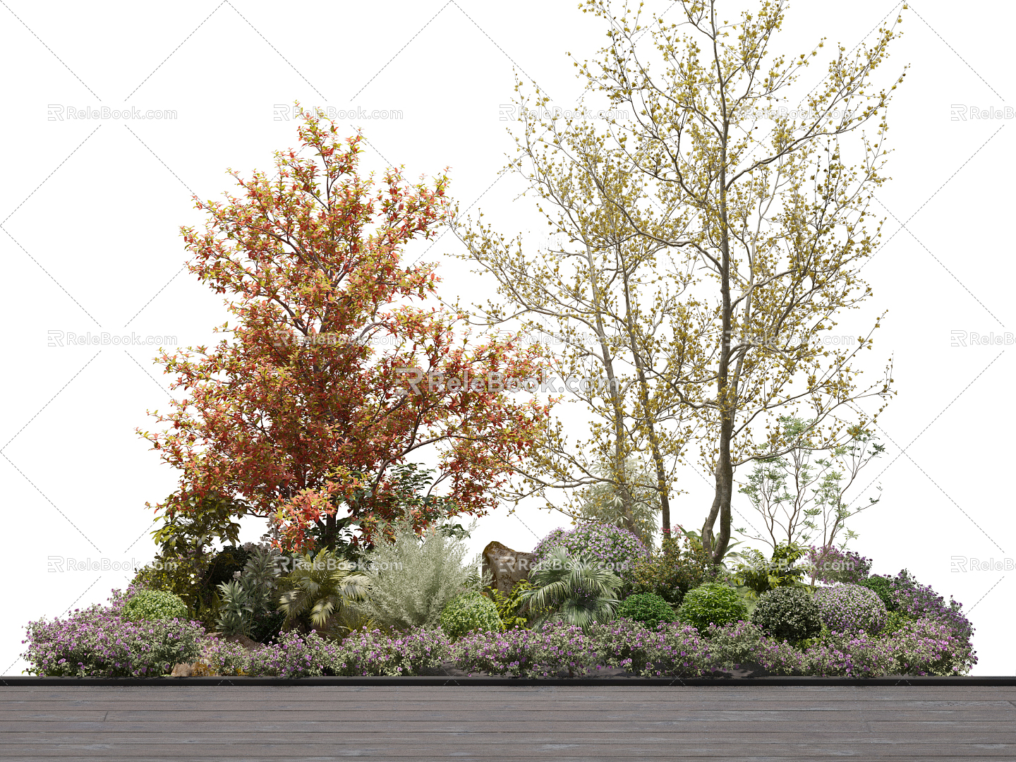 Modern shrub plant landscape cluster 3d model