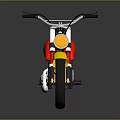 Vibrant Red And Yellow Motorcycle With Black Seat And Gold Wheels