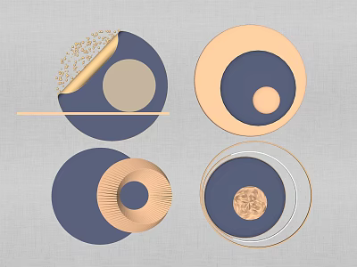 Modern Circular Wall Decor With Layered Multicolor Designs And Golden Borders 3d model