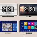 Modern Television Screens Showing 2120 Time Smart Interface And Scenic Backgrounds