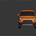 Orange Small SUV 3D Model With Black Roof White Headlights And Wheels