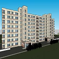 Modern Multi story Residential Building Exterior With Glass Facade And Landscaped Courtyard