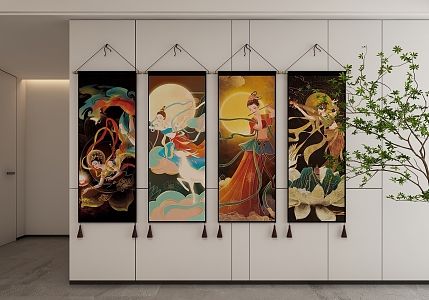 Southeast Asian Thai Decorative Hanging Painting 3d model