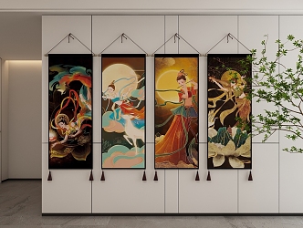 Southeast Asian Thai Decorative Hanging Painting 3d model