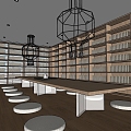 Bookstore Library Modern Style Log Style 3d model