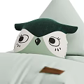 Light Green Bean Bag Chair With Owl Shaped Pillow And Brown Straps