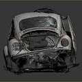 Vintage Volkswagen Beetle With Rusty Body Open Hood And Damaged Trunk