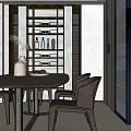 Modern Living Dining Room Interior With Beige Sofa Brown Pillows Coffee Table And Dining Chairs