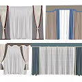 Stylish Window Curtains With Various Designs Colors And Decorative Valances 3d model