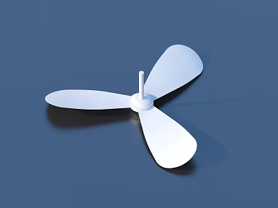 White Three Blade Propeller Model With Smooth Surface On Blue Background 3d model