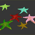 Decorative Multiple Orange Starfish On Dark Background With 3D Texture 3d model