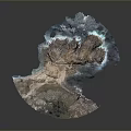 Highly Detailed 3D Island Map With Coastline Buildings And Green Vegetation