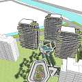 Modern High Rise Residential Buildings With Lush Greenery And Courtyard Surroundings