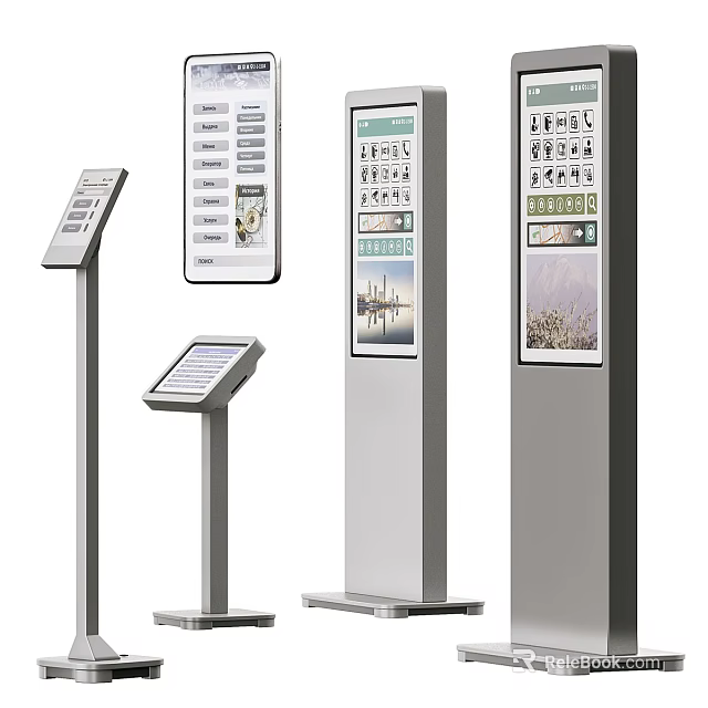 Various Standing Billboard Types With Digital Screens And Information Displays 3d model 