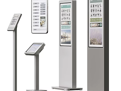 Various Standing Billboard Types With Digital Screens And Information Displays 3d model